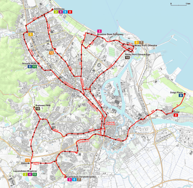 Fájl:Streckennetz Straßenbahn Danzig 2023.png