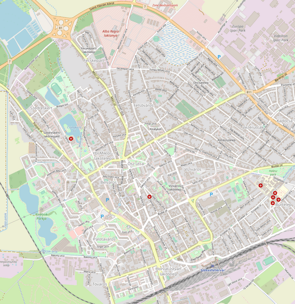Fájl:Map of Székesfehérvár downtown.png